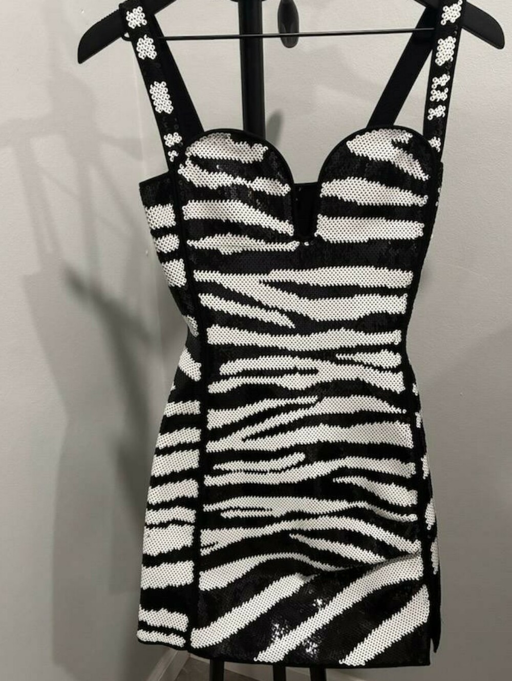 Nwt Marc Jacobs Zebra Glossy Midi Black & White Dress L